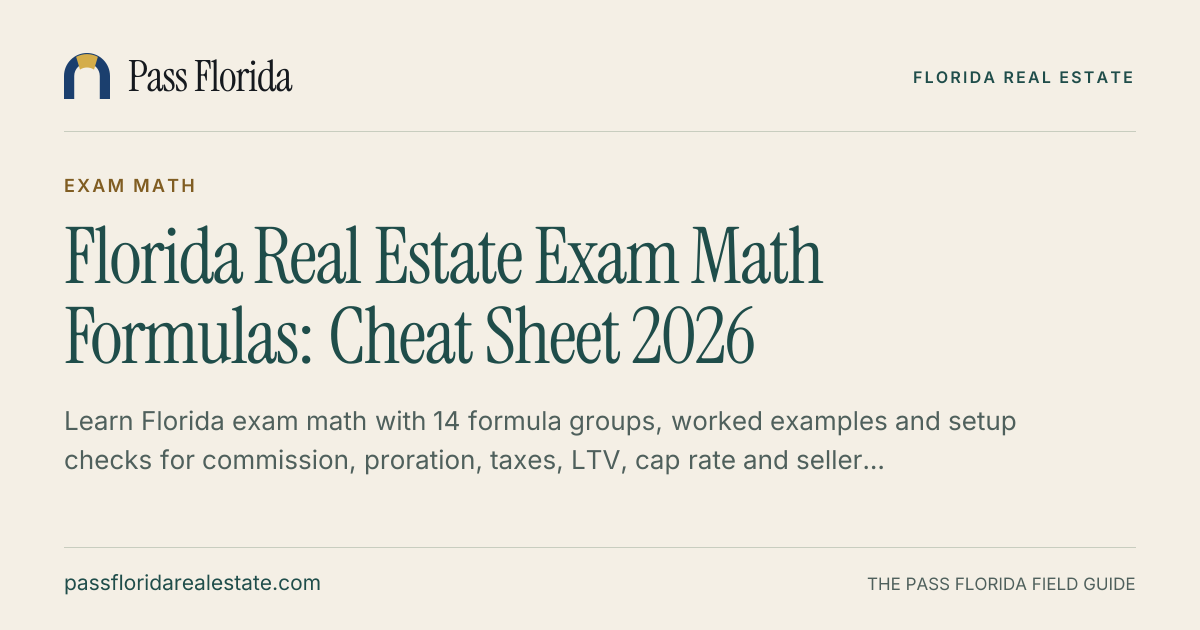 Florida Real Estate Exam Math Formulas: Cheat Sheet 2026